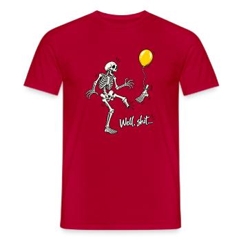 Tja, Scheiße, Skelett, fliegender Fuß, gelber Ballon-Meme - Männer T-Shirt - Rot - Vorne - AI Model Male 178 dark (178cm)