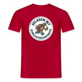 Marathon-Shirt Geladen mit Kohlenhydraten - Männer T-Shirt - Rot - Vorne - AI Model Male 178 dark (178cm)