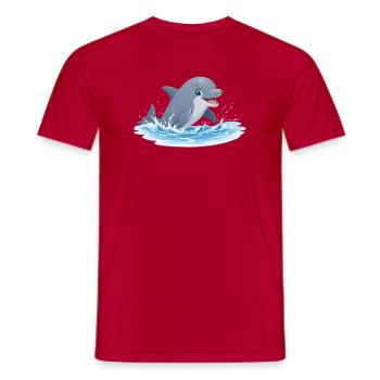 Delfinenspiel in Meereswellen - Männer T-Shirt - Rot - Vorne - AI Model Male 178 dark (178cm)
