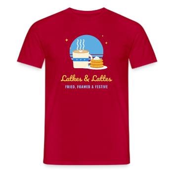 Latkes und Lattes lustiges Chanukka - Männer T-Shirt - Rot - Vorne - AI Model Male 178 dark (178cm)