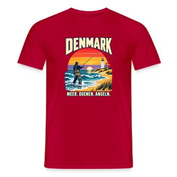 Dänemark Küstenangler Sonnenuntergang - Männer T-Shirt - Rot - Vorne - AI Model Male 178 dark (178cm)