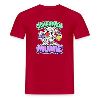 Schnupfen Mumie - Halloween mit Erkältung - Männer T-Shirt - Rot - Vorne - AI Model Male 178 dark (178cm)