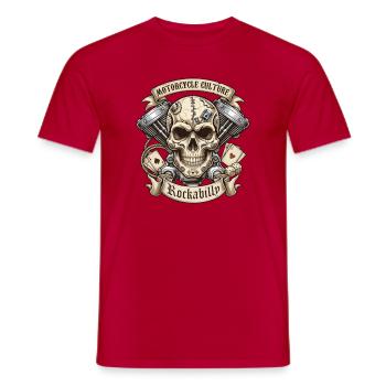 Rockabilly Totenkopf Moto Kultur - Männer T-Shirt - Rot - Vorne - AI Model Male 178 dark (178cm)