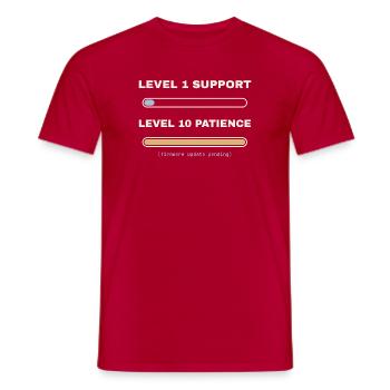 Level 1 Support, Level 10 Patience – IT Shirt - Männer T-Shirt - Rot - Vorne - AI Model Male 178 dark (178cm)