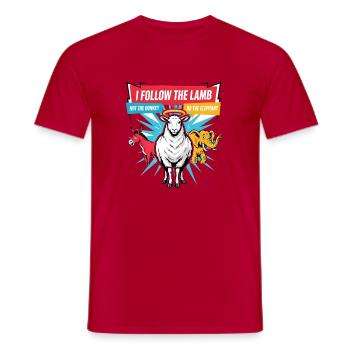 Ich folge dem Lamm, nicht dem Esel oder Elefanten - Männer T-Shirt - Rot - Vorne - AI Model Male 178 dark (178cm)