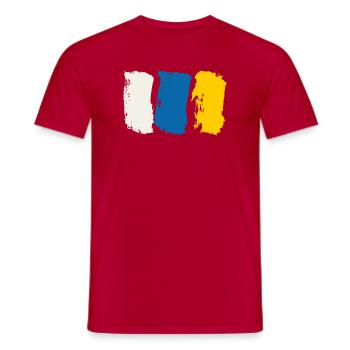 Kanarische Inseln Flagge - Pinselstriche - Männer T-Shirt - Rot - Vorne - AI Model Male 178 dark (178cm)