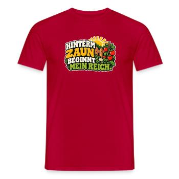 Hinterm Zaun beginnt mein Reich - Männer T-Shirt - Rot - Vorne - AI Model Male 178 dark (178cm)