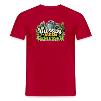 Gießen Jäten Genießen Gartenfreude - Männer T-Shirt - Rot - Vorne - AI Model Male 178 dark (178cm)
