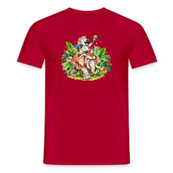 Buntes Zebra-Einhorn auf Elefantenabenteuer - Männer T-Shirt - Rot - Vorne - AI Model Male 178 dark (178cm)