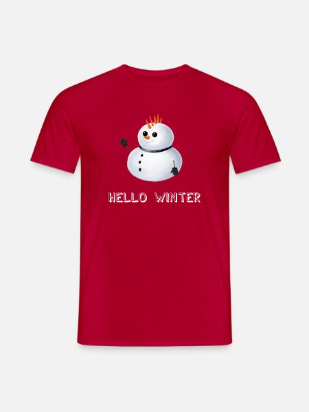Hello Winter - Punk Schneemann - Männer T-Shirt - Rot