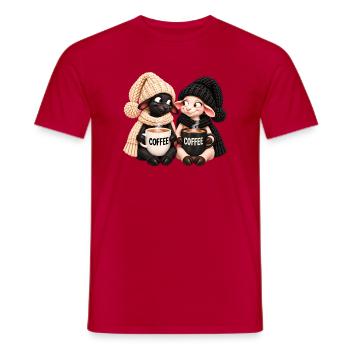 Schwarz-Weiß Schaf mit Kaffee - Männer T-Shirt - Rot - Vorne - AI Model Male 178 dark (178cm)