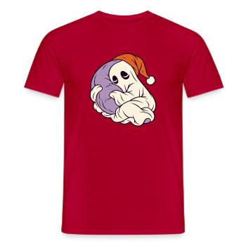 Schlafender Geist mit Weihnachtsmütze - Männer T-Shirt - Rot - Vorne - AI Model Male 178 dark (178cm)