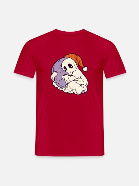 Schlafender Geist mit Weihnachtsmütze - Männer T-Shirt - Rot
