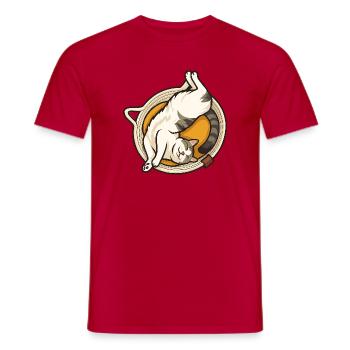 Katze - Männer T-Shirt - Rot - Vorne - AI Model Male 178 dark (178cm)