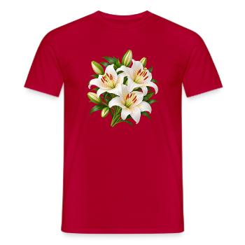 Weiße Lilien-Blumenstrauß-Kunst - Männer T-Shirt - Rot - Vorne - AI Model Male 178 dark (178cm)