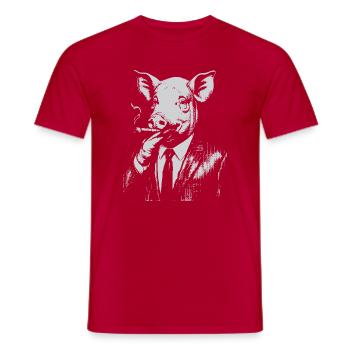 Schweinerauchen im Anzug - Männer T-Shirt - Rot - Vorne - AI Model Male 178 dark (178cm)