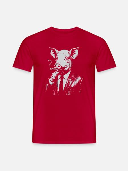 Schweinerauchen im Anzug - Männer T-Shirt - Rot