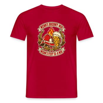 Feuerwehr Wenns brennt mir - Männer T-Shirt - Rot - Vorne - AI Model Male 178 dark (178cm)