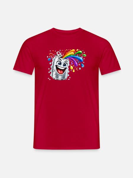 Fröhliche Farbdusche aus Dose - Männer T-Shirt - Rot