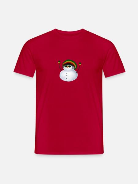 Rasta Schneemann - Mit Sonnenbrille - Männer T-Shirt - Rot
