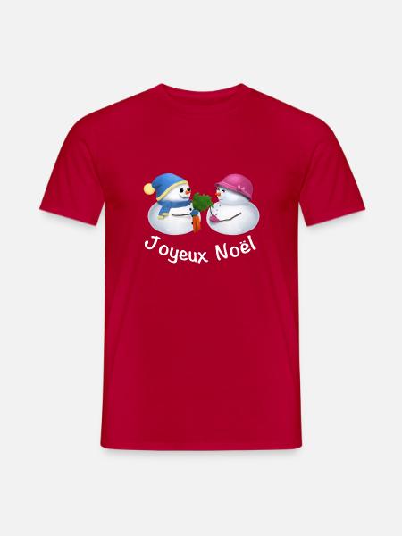 Joyeux Noël Schneemann Paar - Französisch - Männer T-Shirt - Rot