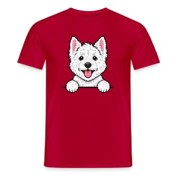 Westie West Highland White Terrier - Männer T-Shirt - Rot - Vorne - AI Model Male 178 dark (178cm)