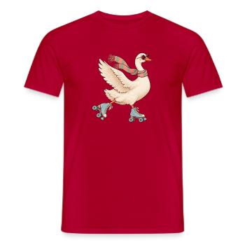 Gans auf Rollschuhen – verspielter Vintage-Druck - Männer T-Shirt - Rot - Vorne - AI Model Male 178 dark (178cm)
