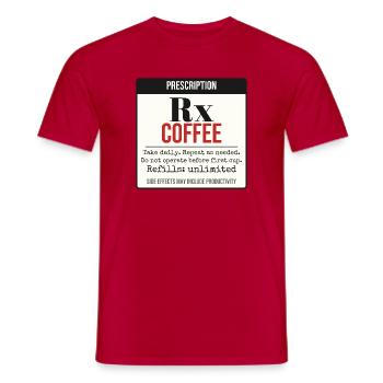 Rezept: Kaffee – Täglich einnehmen - Männer T-Shirt - Rot - Vorne - AI Model Male 178 dark (178cm)