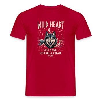 Wolf Wild Heart. Free Spirit  - Männer T-Shirt - Rot - Vorne - AI Model Male 178 dark (178cm)