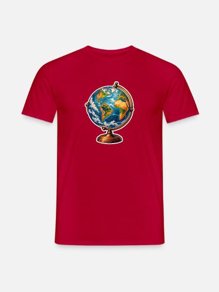 Weltkugel Retrostand - Männer T-Shirt - Rot
