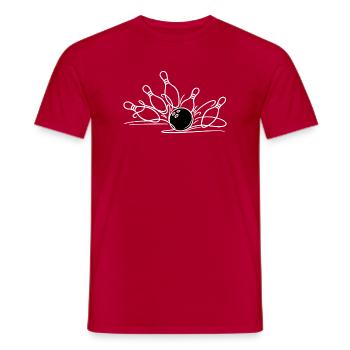 Handgezeichnete Bowling Linienkunst - Männer T-Shirt - Rot - Vorne - AI Model Male 178 dark (178cm)