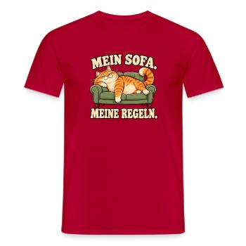 Mein Sofa, meine Regeln - Lustige Katze - Männer T-Shirt - Rot - Vorne - AI Model Male 178 dark (178cm)