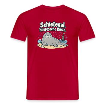 Schietegal Hauptsache Küste Fischkopp - Männer T-Shirt - Rot - Vorne - AI Model Male 178 dark (178cm)