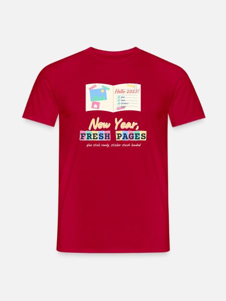 Neujahr Frische Seiten Junk Journal Scrapbooking - Männer T-Shirt - Rot