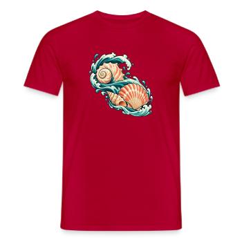Muscheln auf einem Ozeanband - Männer T-Shirt - Rot - Vorne - AI Model Male 178 dark (178cm)