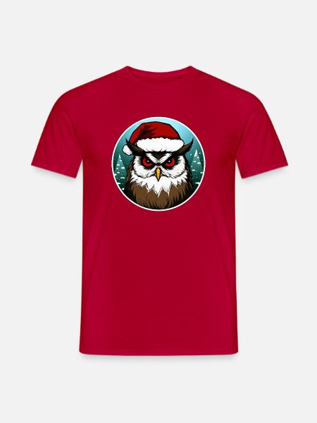 Weihnachten Eulen - Männer T-Shirt - Rot