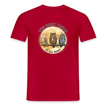 Drei Eulen unter dem Vollmond - Männer T-Shirt - Rot - Vorne - AI Model Male 178 dark (178cm)