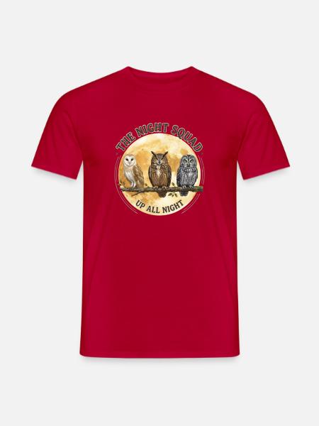 Drei Eulen unter dem Vollmond - Männer T-Shirt - Rot