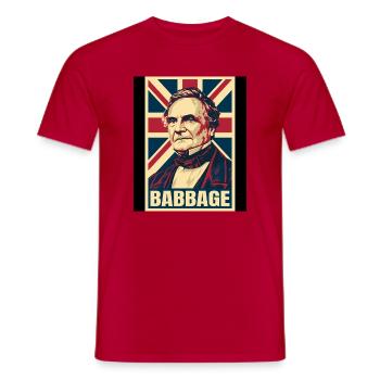Charles Babbage UK Pop Art - Männer T-Shirt - Rot - Vorne - AI Model Male 178 dark (178cm)