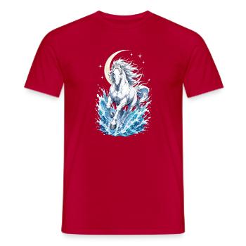 Majestätischer Weißer Pferd Wasserspritzer Halbmond - Männer T-Shirt - Rot - Vorne - AI Model Male 178 dark (178cm)