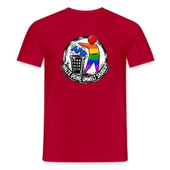 Regenbogenheld Reinigung - Männer T-Shirt - Rot - Vorne - AI Model Male 178 dark (178cm)