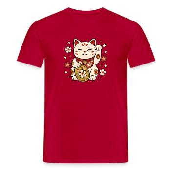 Winkekatze Maneki Neko Sakura Japan Vektor Shirt - Männer T-Shirt - Rot - Vorne - AI Model Male 178 dark (178cm)