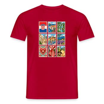 Kroatien Briefmarken - Männer T-Shirt - Rot - Vorne - AI Model Male 178 dark (178cm)