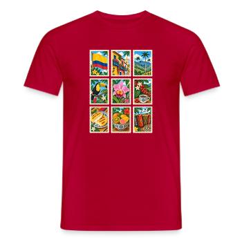 Kolumbien Briefmarken - Männer T-Shirt - Rot - Vorne - AI Model Male 178 dark (178cm)