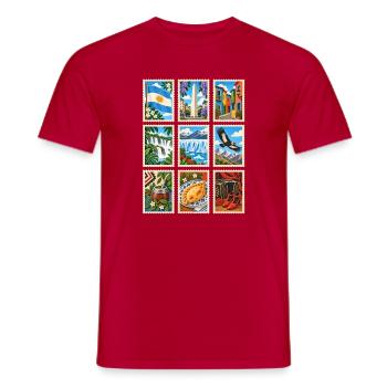Argentinien Briefmarken - Männer T-Shirt - Rot - Vorne - AI Model Male 178 dark (178cm)