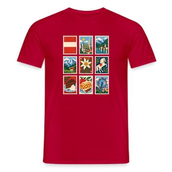 Österreich Briefmarken - Männer T-Shirt - Rot - Vorne - AI Model Male 178 dark (178cm)