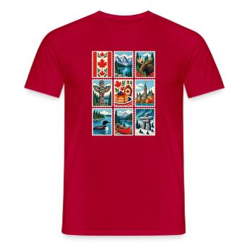 Kanada Briefmarken - Männer T-Shirt - Rot - Vorne - AI Model Male 178 dark (178cm)