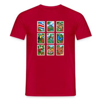 Costa Rica Briefmarken - Männer T-Shirt - Rot - Vorne - AI Model Male 178 dark (178cm)