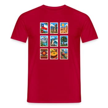Chile Briefmarken - Männer T-Shirt - Rot - Vorne - AI Model Male 178 dark (178cm)