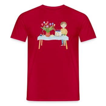 Geburtstagstisch - Männer T-Shirt - Rot - Vorne - AI Model Male 178 dark (178cm)